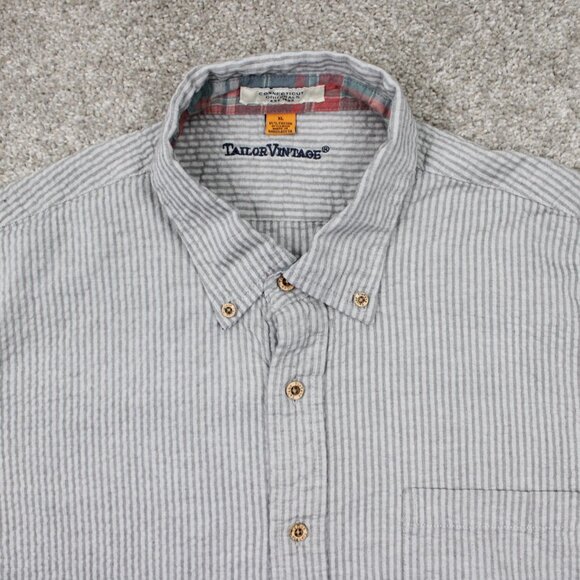 Tailor Vintage Flip Cuff Shirt Mens XL Gray Cotton/Linen Blend L/S Button Down - Picture 6 of 15